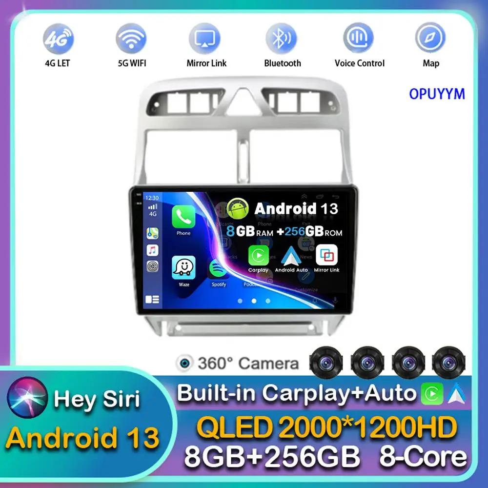 

Android 13 Carplay Auto 4G+WIFI Car Radio For Peugeot 307 307CC 307SW 2004-2013 Multimedia Player GPS Stereo 2din Head Unit DSP