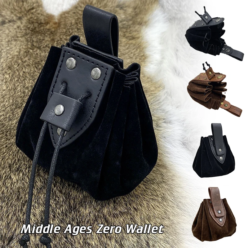 Medieval Vintage Waist Bag Hanging Belt Coin Purse Faux Leather Cosplay Medieval Pocket Money Bag