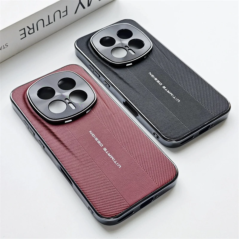 For Honor Magic 8: Luxury Electroplated Leather Camera Protection Case with Shockproof Bumper