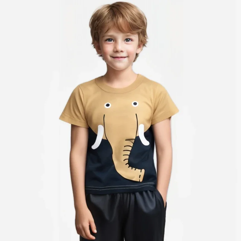 2025 Summer Children 3D Cartoon T-shirt for Boy Animal Printing Dinosaur Shark Boys T Shirt Girls Tops Tees Cartoon Kids Clothes 3
