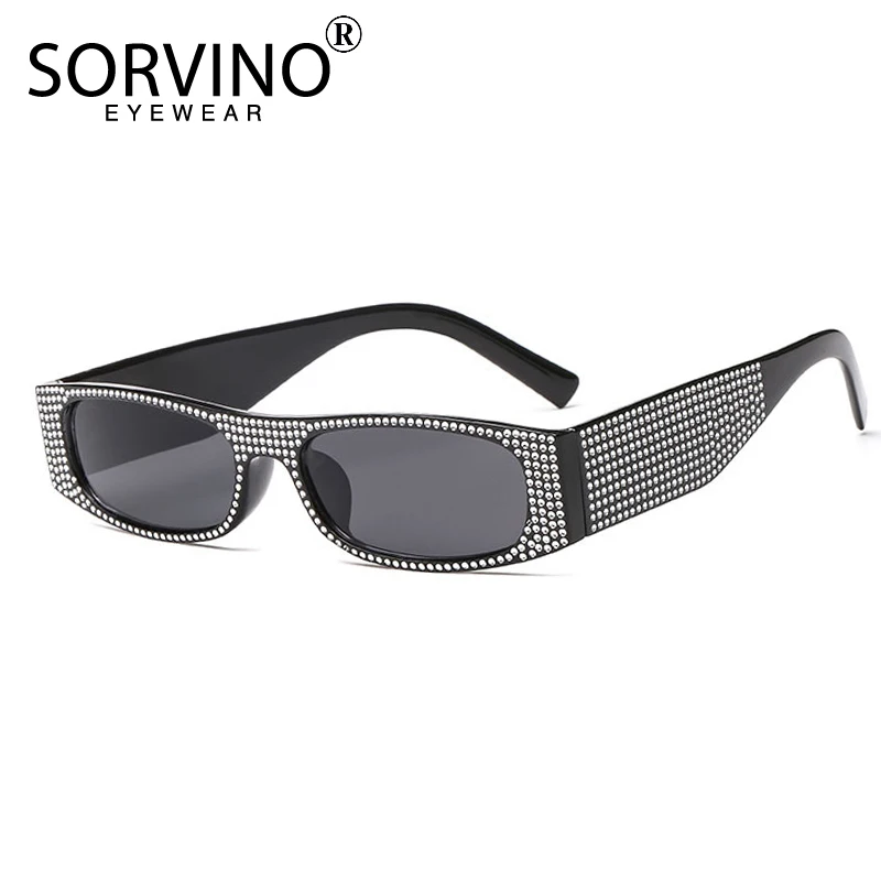 

SORVINO Vintage Glitter Narrow Rectangle Sunglasses Women Luxury Brand Designer Tint Rectangular Sun Glasses Shades Oculos SP86