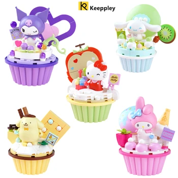 Sanrio Hello Kitty MyMelody Cinnamoroll Pompompurin Kuromi Cake shape Building Blocks Girl Small Children Educational Toy Gifts