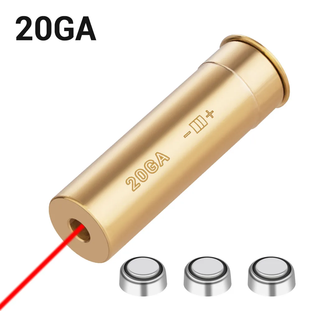 12GA 20GA Red Dot Laser Brass Boresight CAL Cartridge Barrel Bore Sighter for Hunting Gun Scope Adjustment Rifle Pistol Shotgun