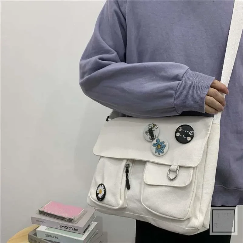 Youth Fashion Canvas Diagonal Crossbody Bag Casual Version Ladies Large Capacity Shoulder Bags Solid Color Women Messenger Bags 3