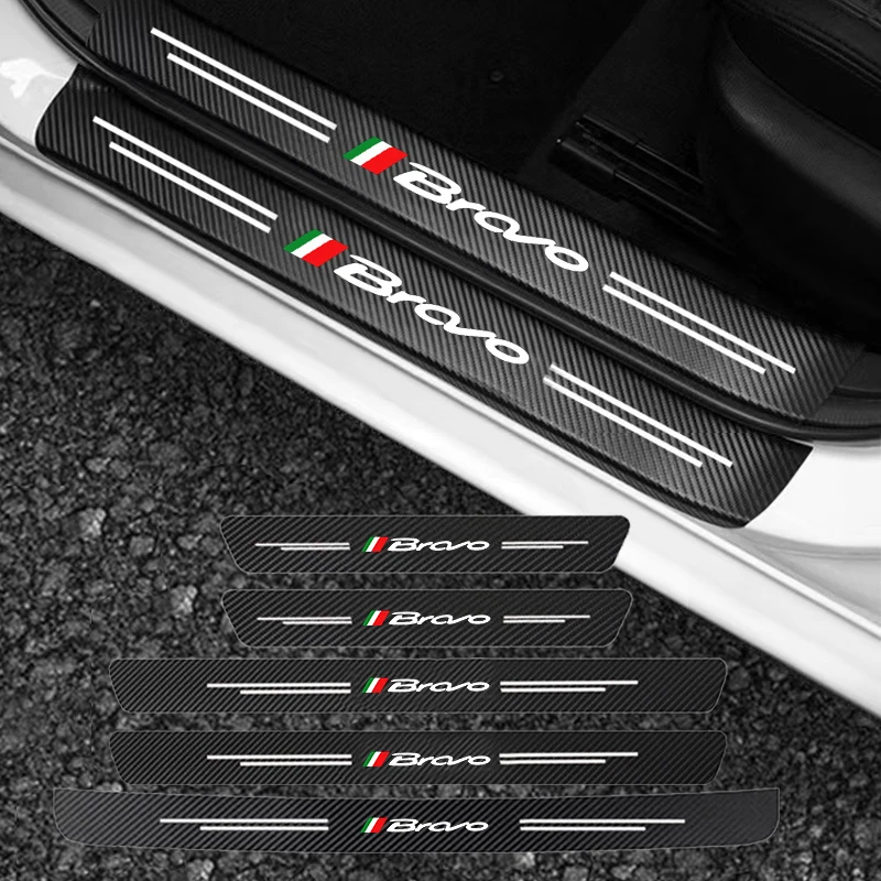 

For Fiat Bravo Carbon fiber pattern car door sill Threshold trunk tail door Protector stickers paster auto accessories