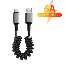 Adjustable Length Fast Charging USB - C to USB - C Cable - 6A Short Data Cord - 0.25m - 1m (USB A to USB C)