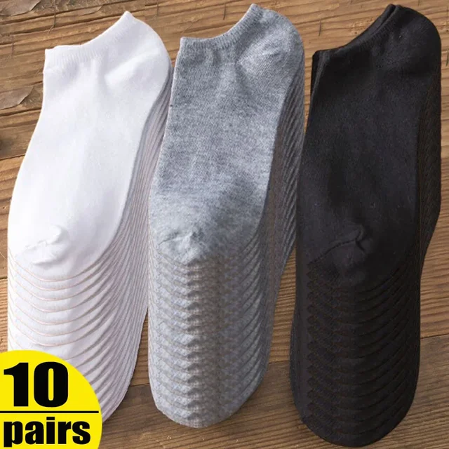 Men Ankle Socks Solid Color Black White Gray Invisible Breathable Cotton Sports Socks Male Short Socks Women Men Sox 10/5Pcs 2