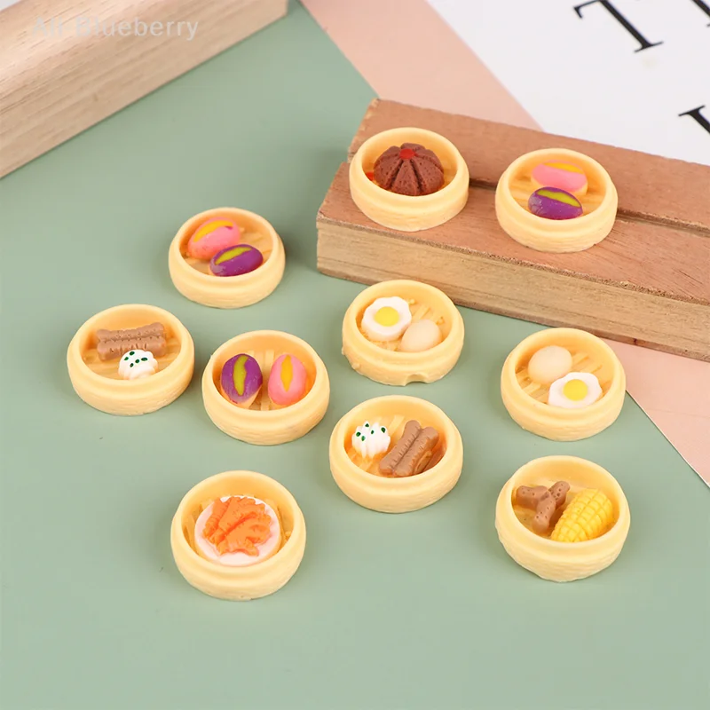 

10PCS Miniature Dollhouse Bread Egg Mini Chinese Dim Sum Fritters Pretend Food for Doll Kitchen Decor Accessories