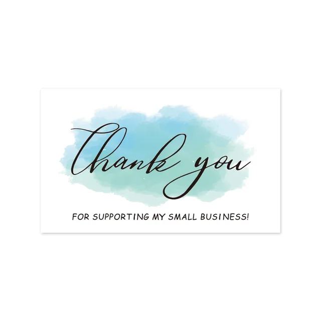 160 Biglietti Di Ringraziamento Neri Per Piccole Imprese - 'Thank You' Personalizzabili - 9x5 Cm Per Boutique E Negozi