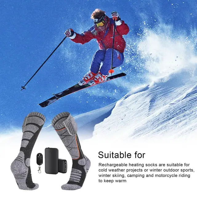 Calcetines calefactables recargables por USB, calcetines calefactables para  exteriores, esquí, Snowmobile, esquí, Camping, invierno, 65 ℃