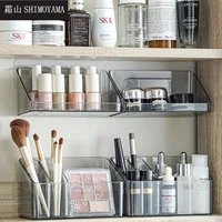SHIMOYAMA Makeup Organizer Box Wall-mounted Bathroom Mirror Cabinet Storage Cosmetic Vanity Desktop Lipstick Brush Holder 1