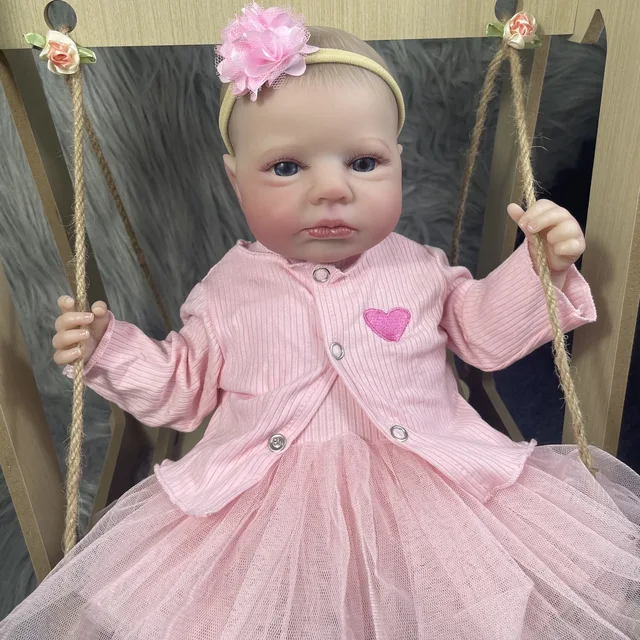 MRB 50CM LouLou Awake Princess Girl Reborn Baby Doll Open Blue Eyes 3D Skin Visible Veins Collectible Doll Toy Christmas Gift 3