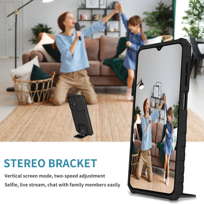 Premium Armor Shockproof Phone Case with Lens Protection & Stand Holder
