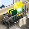 Kitchen Sink Drain Rack Organizer ABS Plastic Self-draining Sink Shelf Soap Sponge Holder Dishcloth Towel Rack filter basket 2