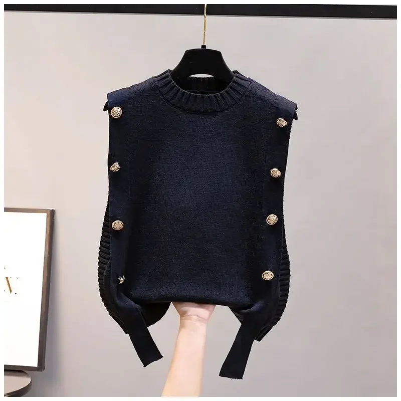 Women's waistcoat spring and autumn outer wear pullover sweater fashion casual new ladies sleeveless round neck knitted top