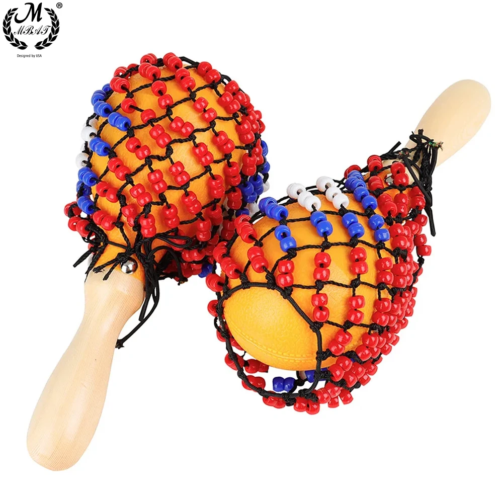 1 Pair Professional Bead Net Sand Hammer Hand Shaken Tambourine Sand Hammer Infant Toddlers Wood