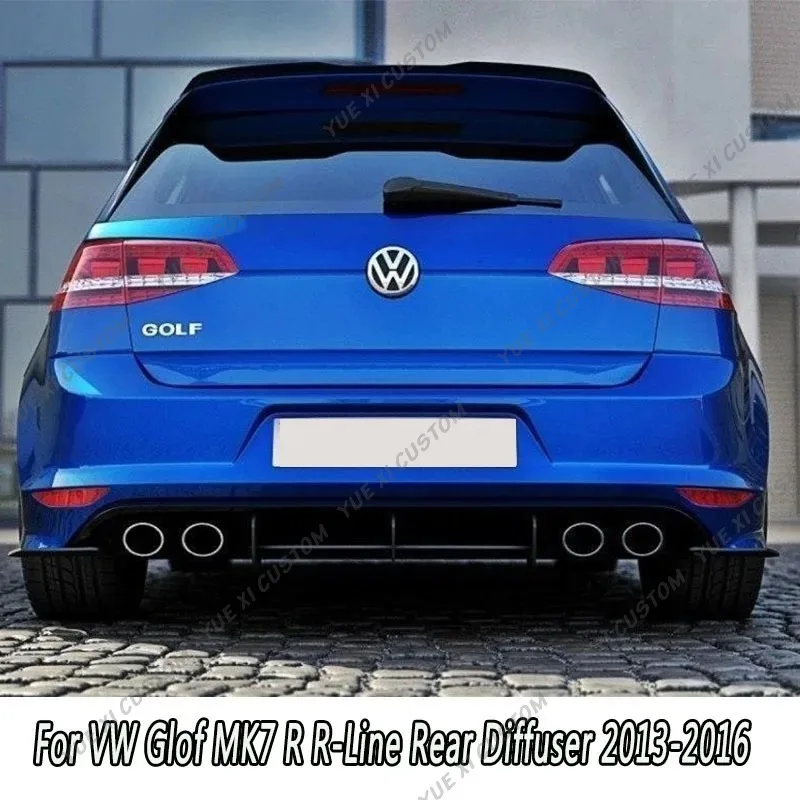 Vwゴルフ7r 2013 2014 2015用の車のリアバンパーディフューザー リップスプリッター ブラックスピレータープロテクター リアバンパーフィンディフューザー VW Golf 7 VII MK7 GTI 2013-2016