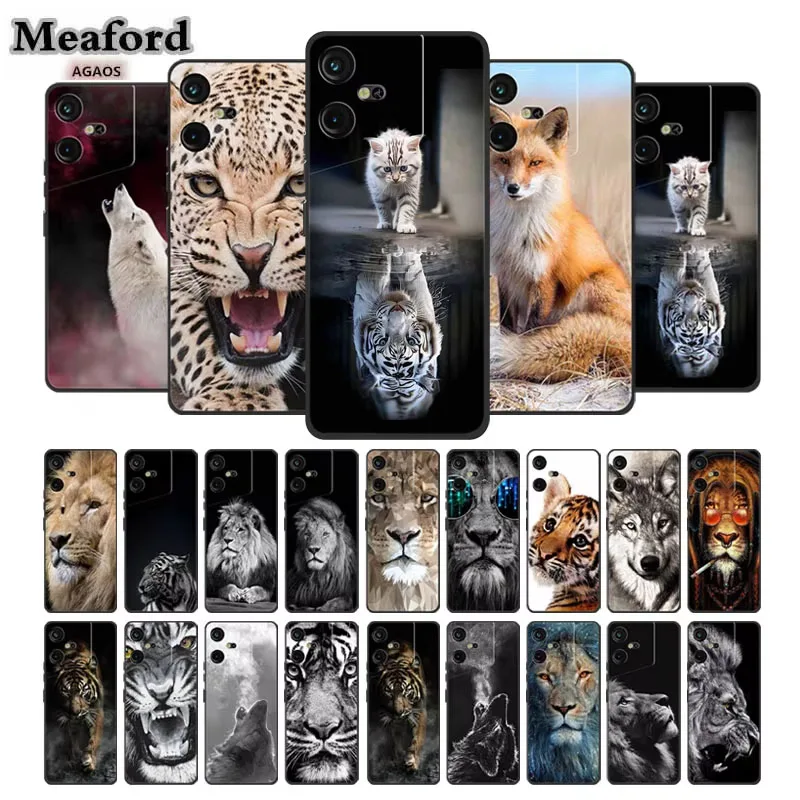 Luxury Soft Silicone TPU Phone Back Cover with Animal Wolf Design
