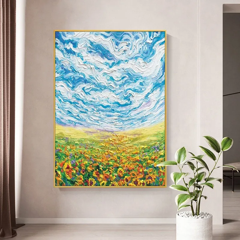 

OuzerQing100% Hand Painted Knife Oil Painting On Canvas Abstract Landscape Picture Wall Art Living Room Home Decoration Unframed