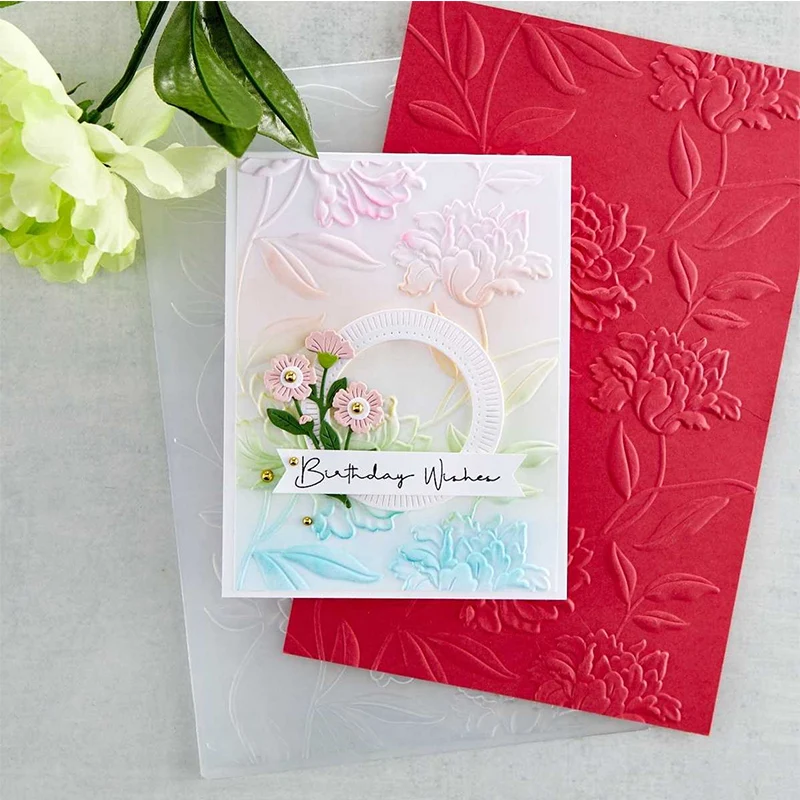 New 3d Embossed Folder - Beautiful Flowers - Used For Handmade Letter Background Greeting Card Scrapbook