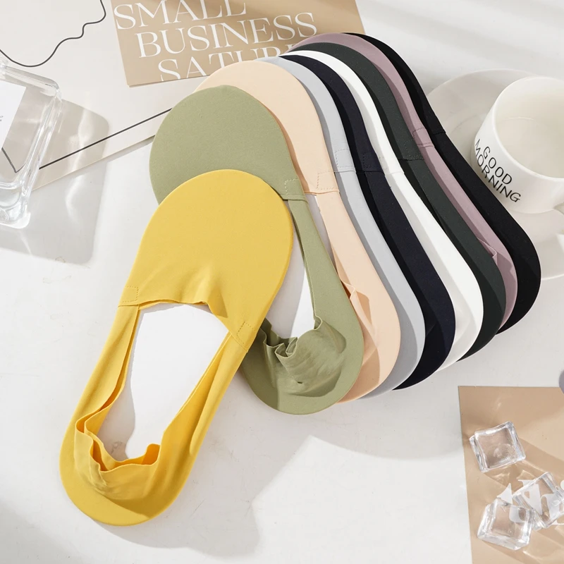 3 Pairs/Lot Men's Socks Invisible Low High Quality Matching Casual Socks Bulk Breathable Silicone Non-Slip Comfortable Ice Sock