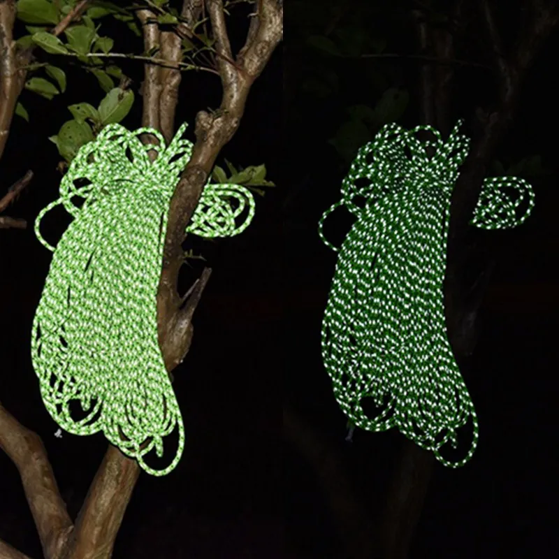 

10M Dia.4mm Dia.2.5mm Reflective Paracord Luminous Camping Tent Ropes Outdoor Tools