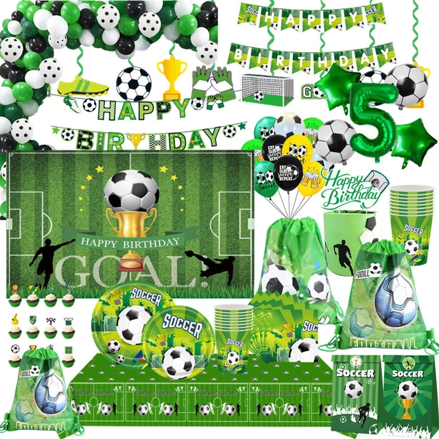 Tema calcio calcio bambini ragazzo festa di compleanno stoviglie  decorazione tazza piatto tovagliolo Banner tovaglia palloncino forniture  per feste Set - AliExpress