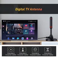 Antenne TV intérieure HD extérieure 200 Beauté amplifiée antenne numérique pour récepteur TV DVB-T2 VHF/UHF avec base magnétique 3