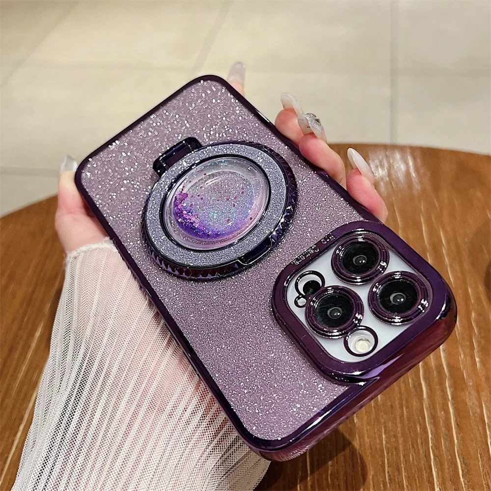 Bling Glitter Magnetic Phone Case For Iphone With Magsafe Holder_voghion.com