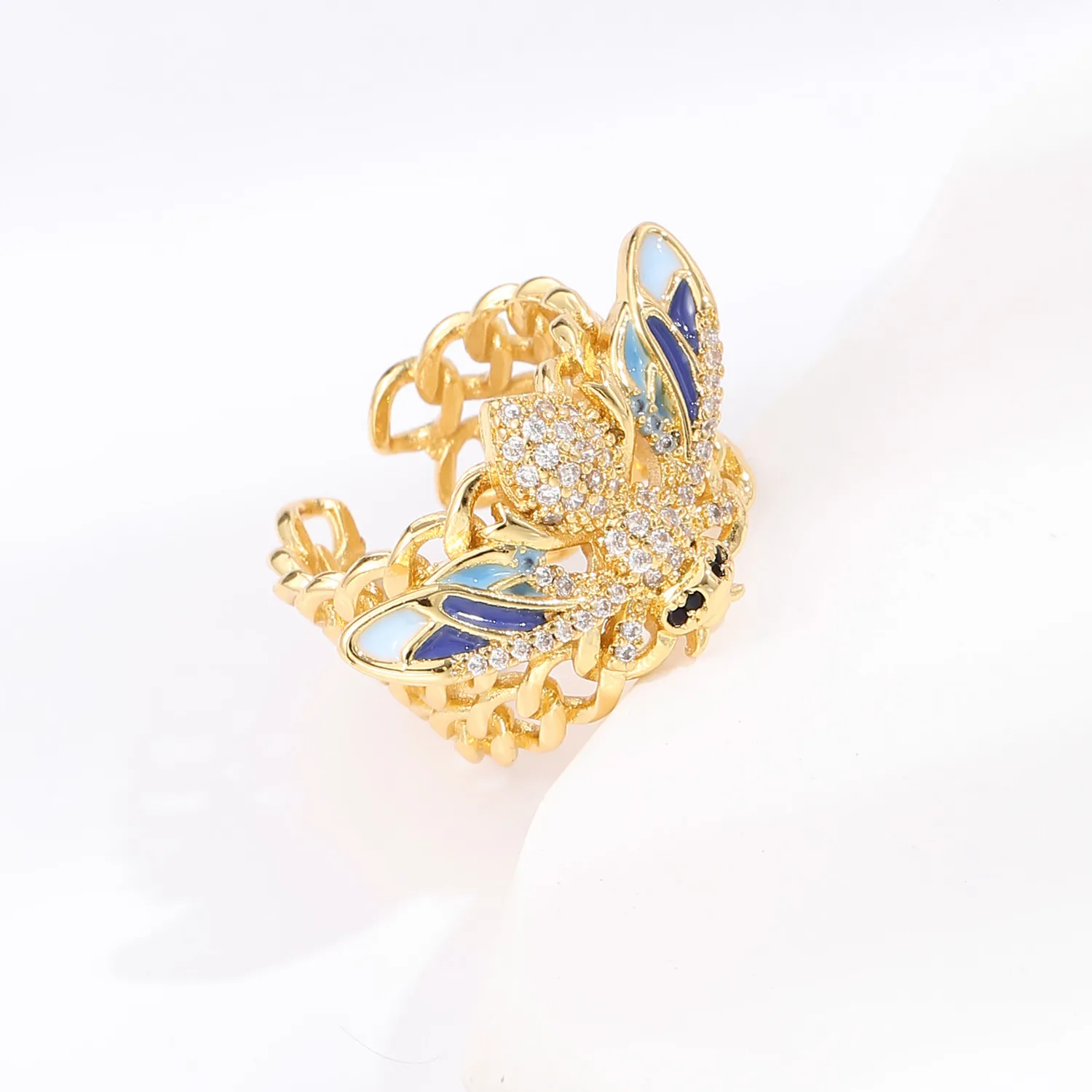 2021 INS Color Rainbow Fashion Rings For Women Finger Jewelry Clear CZ Colorful Neon Enamel Open Adjusted Dome Ring