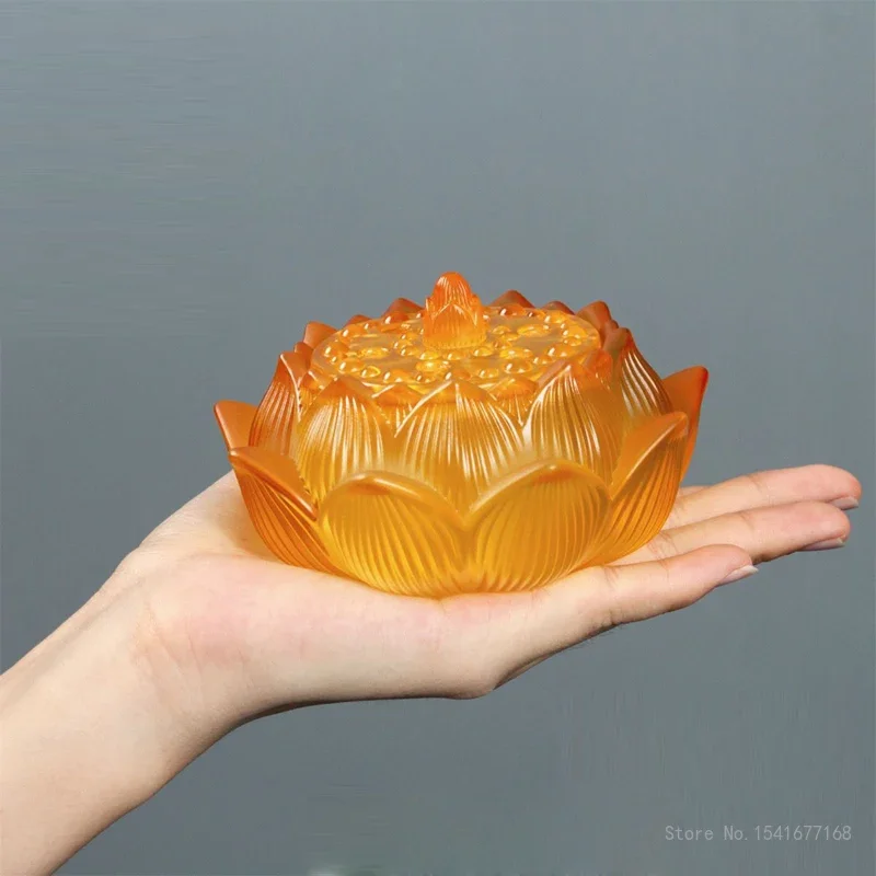 Glazed Lotus Shapeds Incense Burner, Charging Luminous Base, Living Room, Buddhist Hall, Indoor Supplies, Zen Meaning Decor, 1Pc