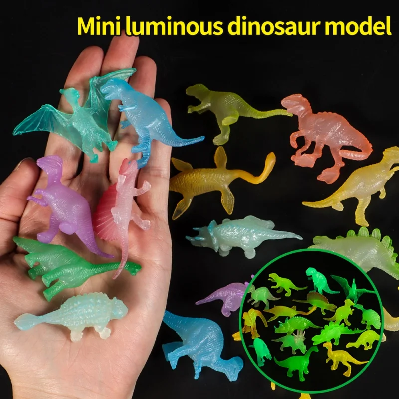 28Pcs Mini Luminous Dinosaurs Toys Action Figures Glow In The Dark Baby Boys Gift for Children Novelty Model Decoration Toy glow dark dinosaur blocks
