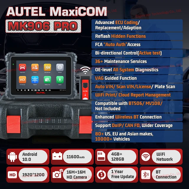 2025 最新 Autel MaxiCOM MK906PRO 診断ツール、MK906 Pro OBD2 自動車 