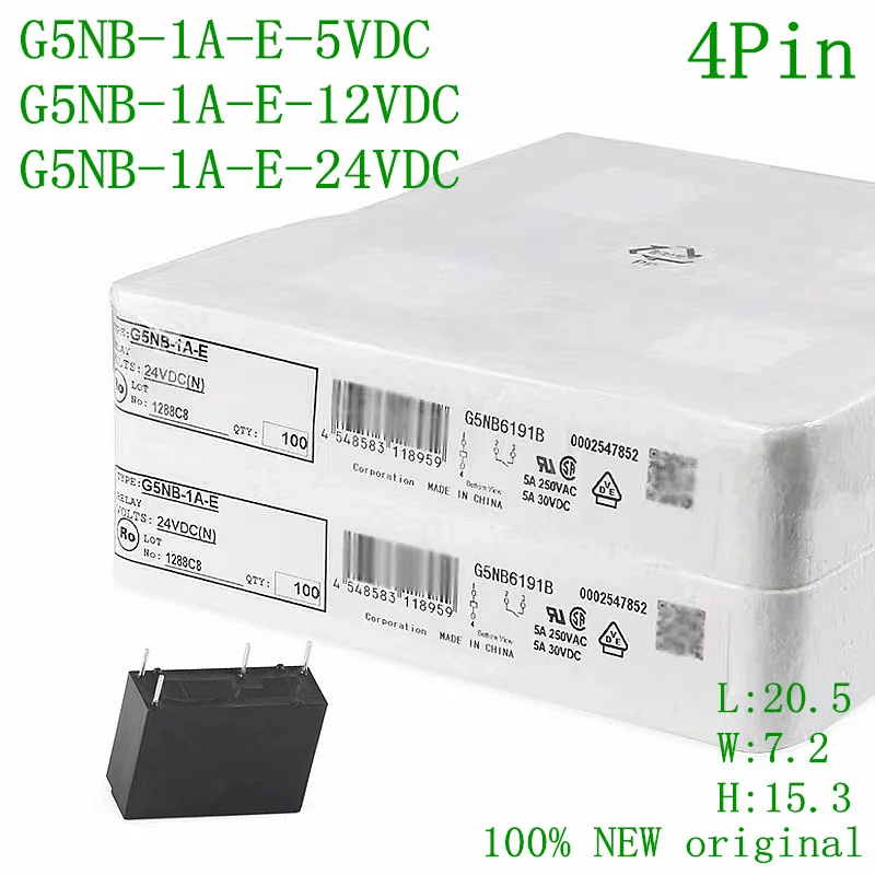 

50 шт., оригинальная планшетория, Φ G5NB 1A E 5VDC 12VDC 24VDC 5A250VAC, 4-контактное реле