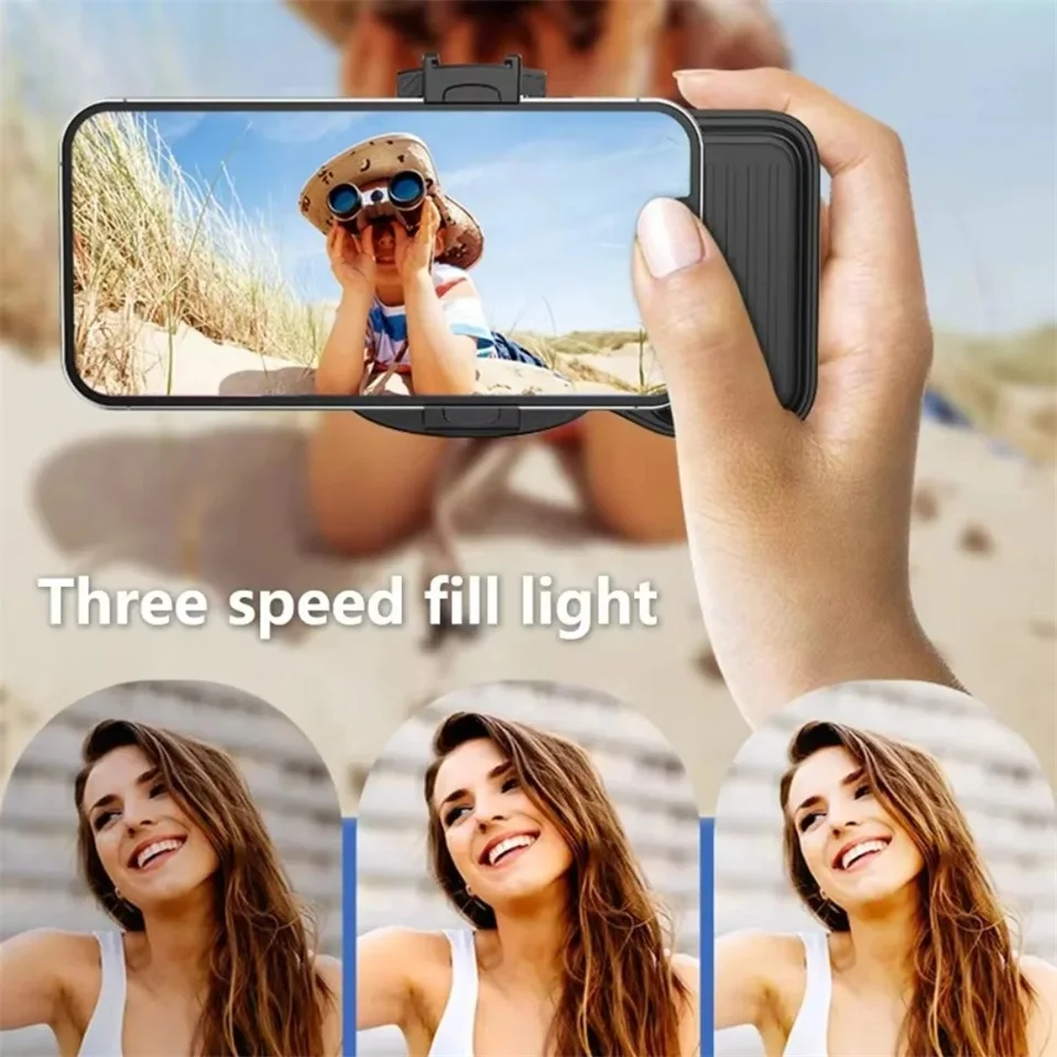 FGCLSY New Mini Portable Handle Stabilizer Handheld Multi-function Vlog Selfie Smartphone Holder Shutter With Light For_voghion.com