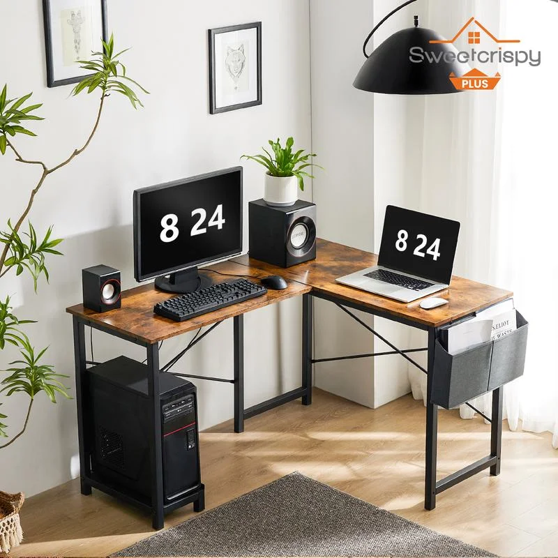 

Sweetcrispy Plus 50 Inches L Shaped Desk - Computer Desk Corner Desks Gaming Desk PC Table with CPU Stand Side Bag for
