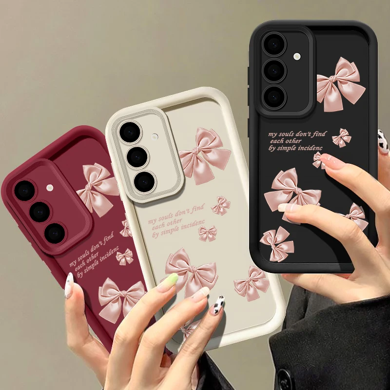 Pink Bowknot Silicone Phone Case - Stylish Soft Cover Design