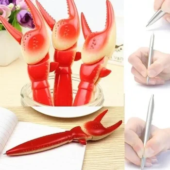 1Pc Kawaii Red Crab Claw Ballpoint Pen Kid Office School Stationery Pen Supplies
