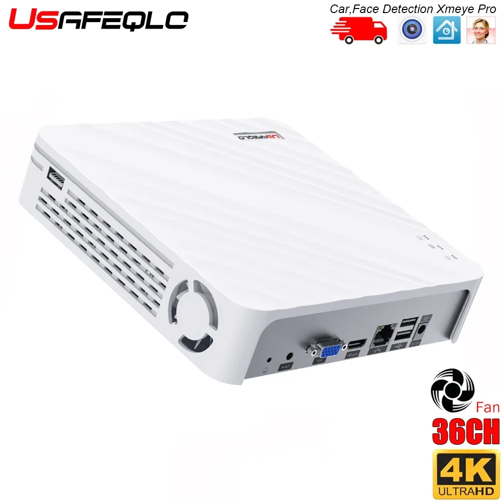 H.265 8MP NVR with Face Human Support Xmeye Pro App Mobile Monitoring 36CH 32CH 16CH 10CH 4K H.265 NVR HD 3840*2160 Output network video recorder