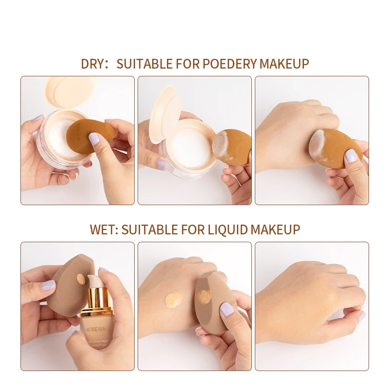 2-Color Makeup Sponge Professional Puff Beauty Tool With Storage Bag Healthy Latex Soft Wet And Dry Women Cosmetic 6