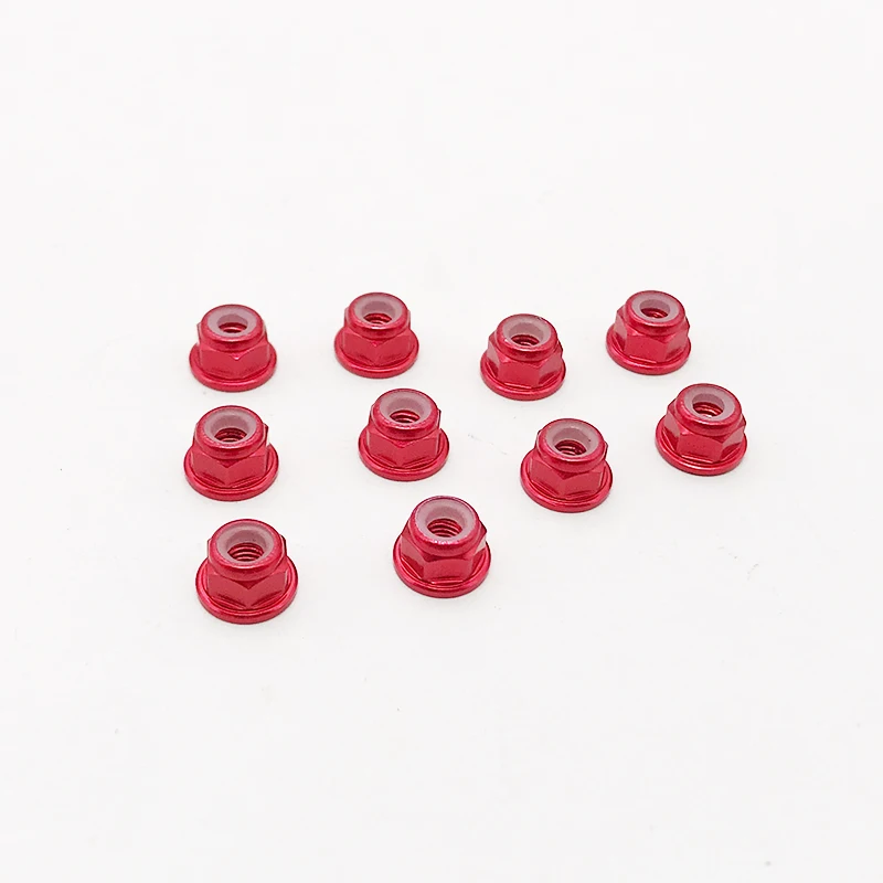 10 stücke M3/M4 Aluminium Legierung Flansch Nylon Einsatz Kontermutter Selbst-locking Mit Anti-skid Gummi ring Für RC Auto Scx10 Traxxas Rad – Detail 13