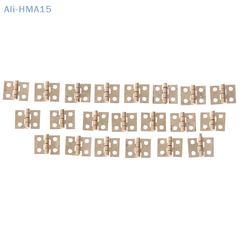 20pcs Cabinet Door Hinges Brass Plated Mini Hinge Small Decorative Jewelry For Use On Delicate Boxes Or Dolls Houses