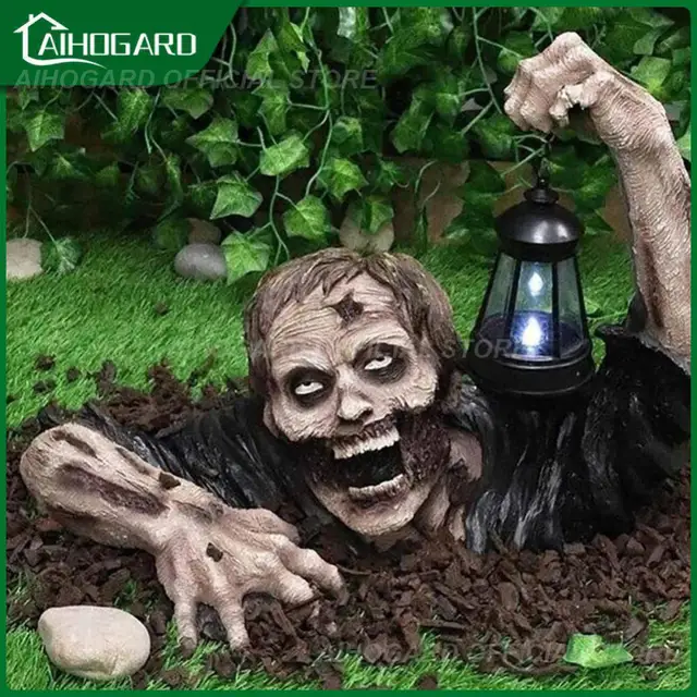 Kerti Zombi Lámpás Szobrok Halloween Horror Jelenetek Dekorációs Kellékek Kreatív Alak Pázsit Dekoratív Szobor