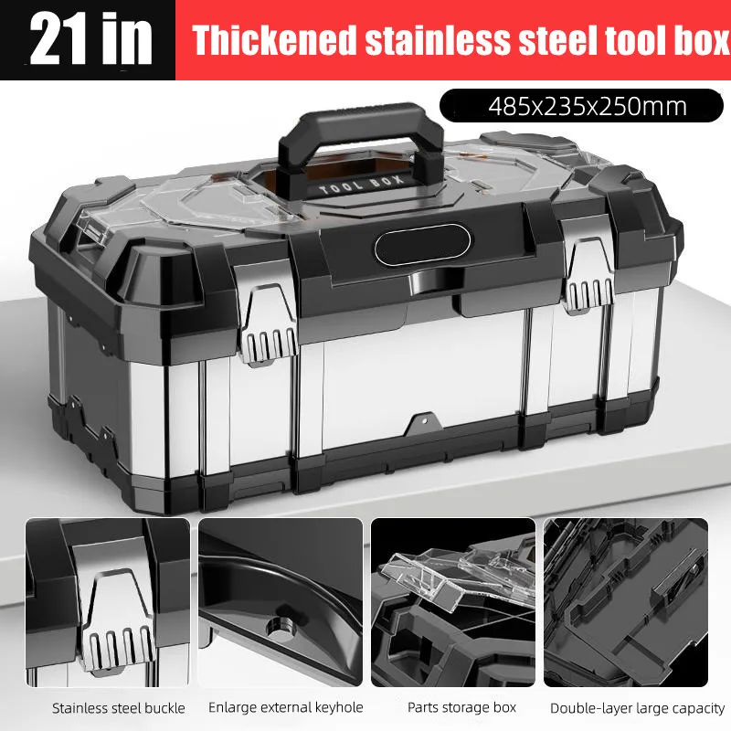 Stainless Steel Tool box Set Industrial Grade Case Tool Household Thickening Large Electrician Hardware Storage Box