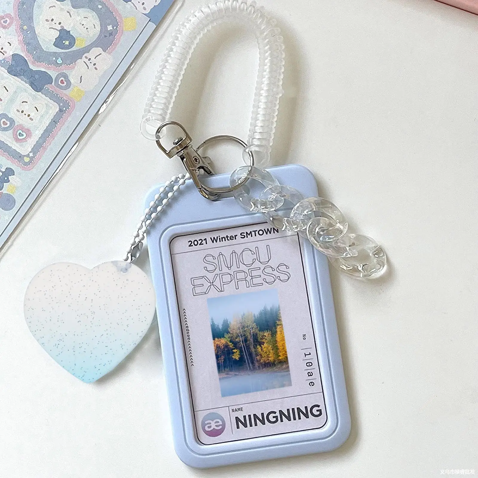 Card Holder Kawaii Baby Blue Milk Photo Credit Card ID Bank Photo Idol Postcard Holder Bus Protective card holder