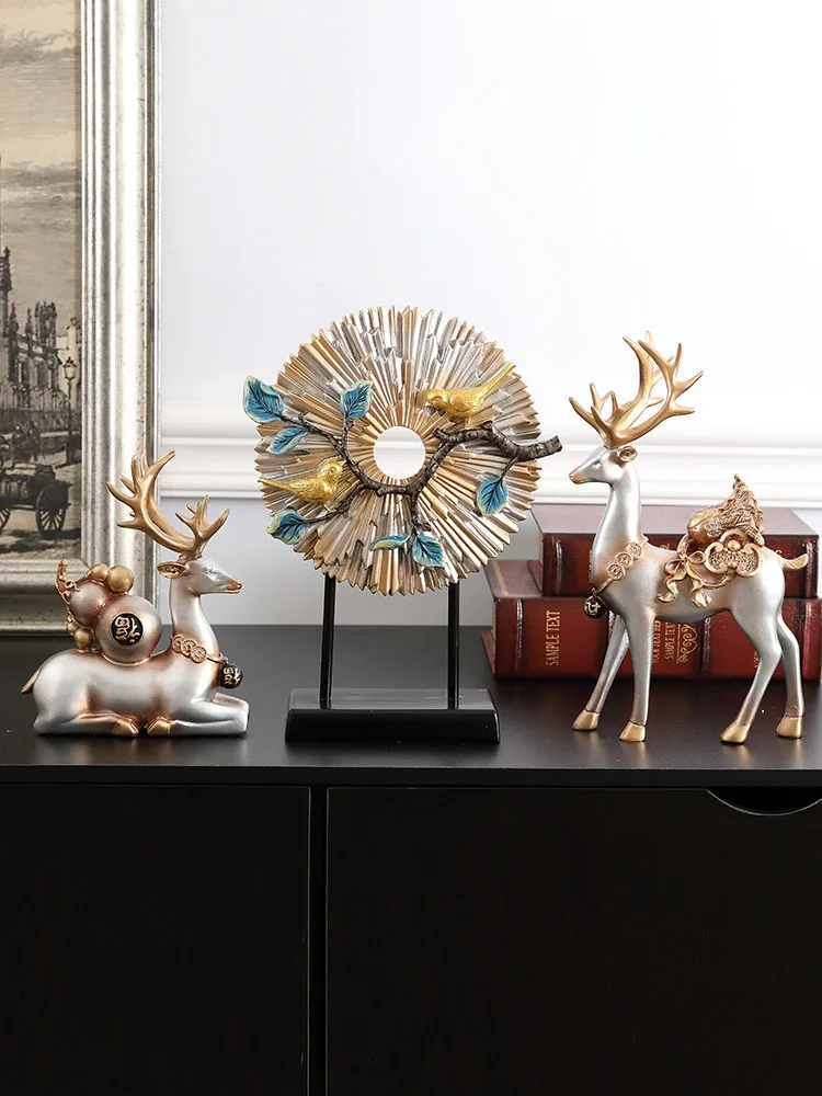

Euroepan Creative Animal Lucky Deer Resin Ornaments Home Livingroom TV Cabinet Furnishings Crafts Hotel Figurines Decoration Art