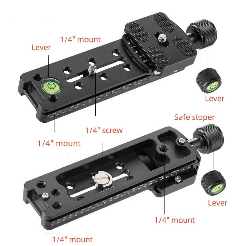 Tripod Head Camera Quick Release Plate Clamping Holder Focusing Rail Slider Bracket with 1/4 for Telephoto Lens Mounting DSLR