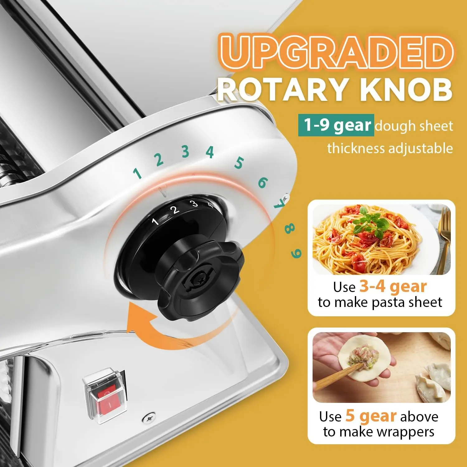 Electric Pasta Maker Family Noodle Making Machine Dough Roller 2.5mm Spaghetti 4mm Wide Noodle 9mm Fettuccine Cutter 110V US Sta
