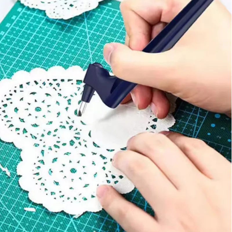 360˚ 회전식 종이 예술 절단 도구 스테인레스 스틸 공예 칼 스티커 스크랩북 커터 DIY 아트 나이프 유틸리티 커팅 나이프