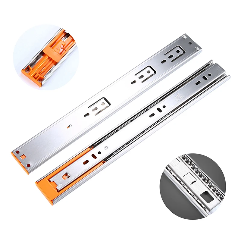 Drawer Slides 12-20" Stainless Steel Soft Close Keyboard Drawer Cabinet Track Guide Rail Three-Section Furniture Hardware